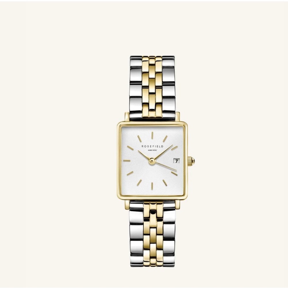 Two-Tone Gold and Silver Square Dial Women's Watch